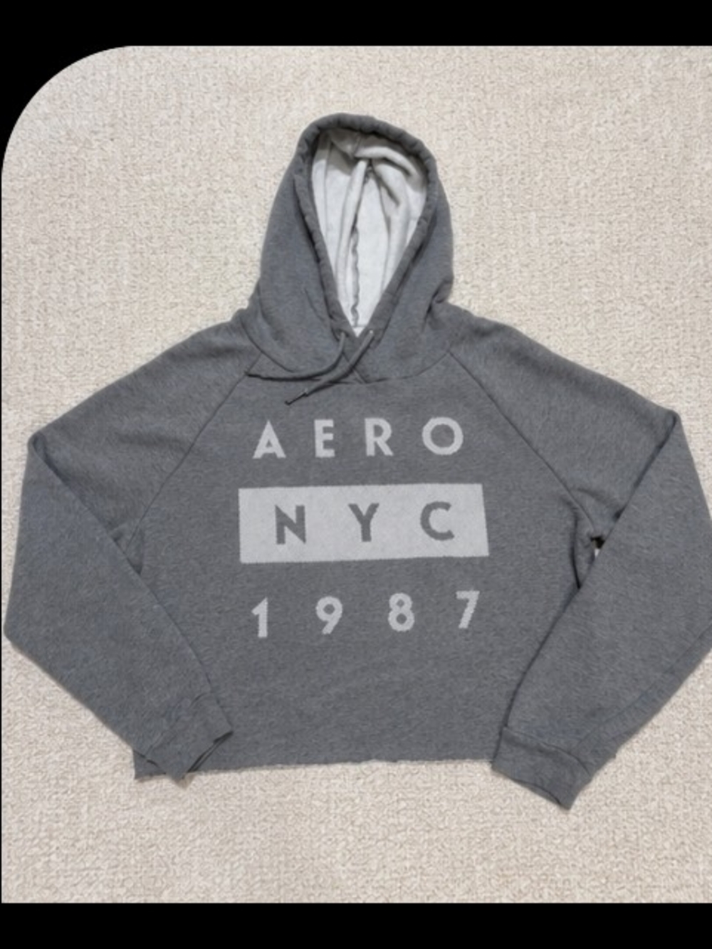 Aeropostale AERO NYC 1987 Gray Cropped Fleece Hoodie Women's Small
